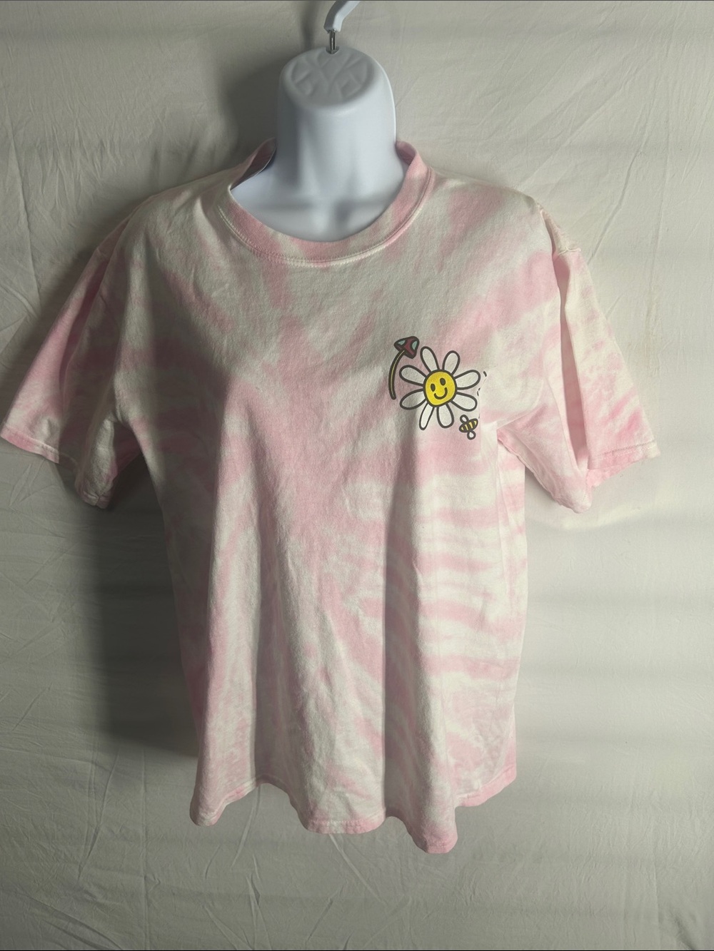 Zumiez Pink & White Tie-Dye Daisy Graphic Tee